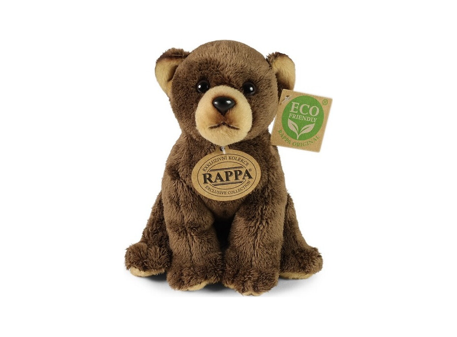 Rappa Plyšový medvěd hnědý sedící 15 cm ECO-FRIENDLY