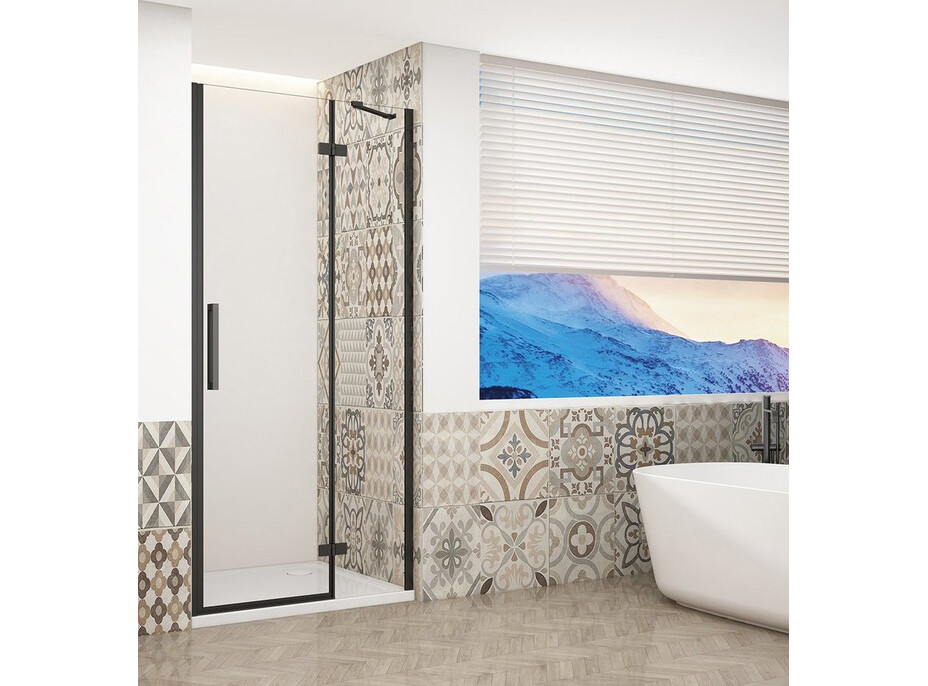 Gelco TRINITY BLACK sprchové dveře do niky 900mm, čiré sklo, pravé GT1290CR-B