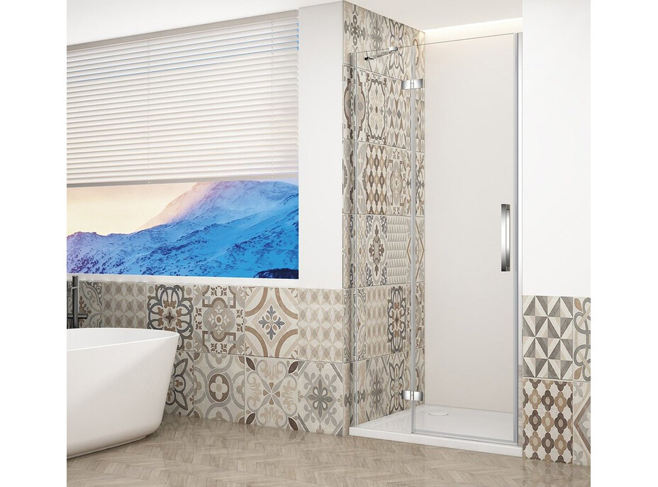 Gelco TRINITY CHROME sprchové dveře do niky 900mm, čiré sklo, levé GT1290CL-CH