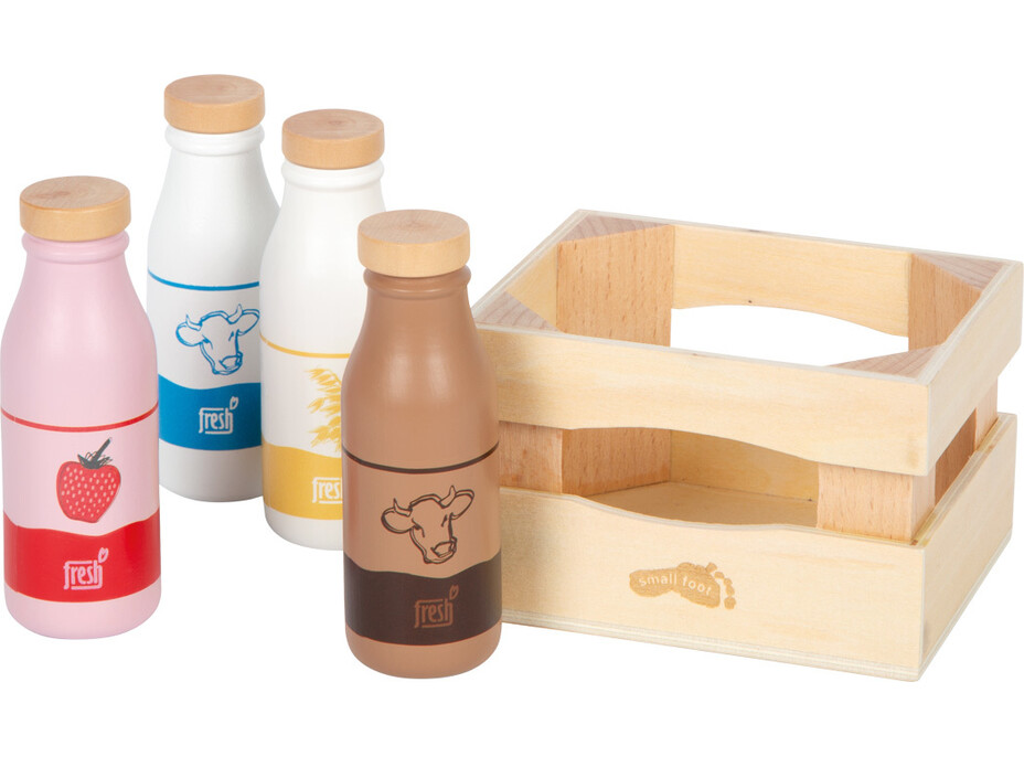 small foot Dřevěná přepravka s mléčnými nápoji
