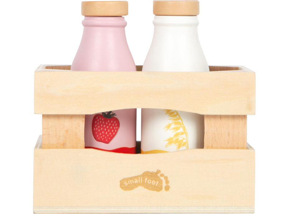 small foot Dřevěná přepravka s mléčnými nápoji