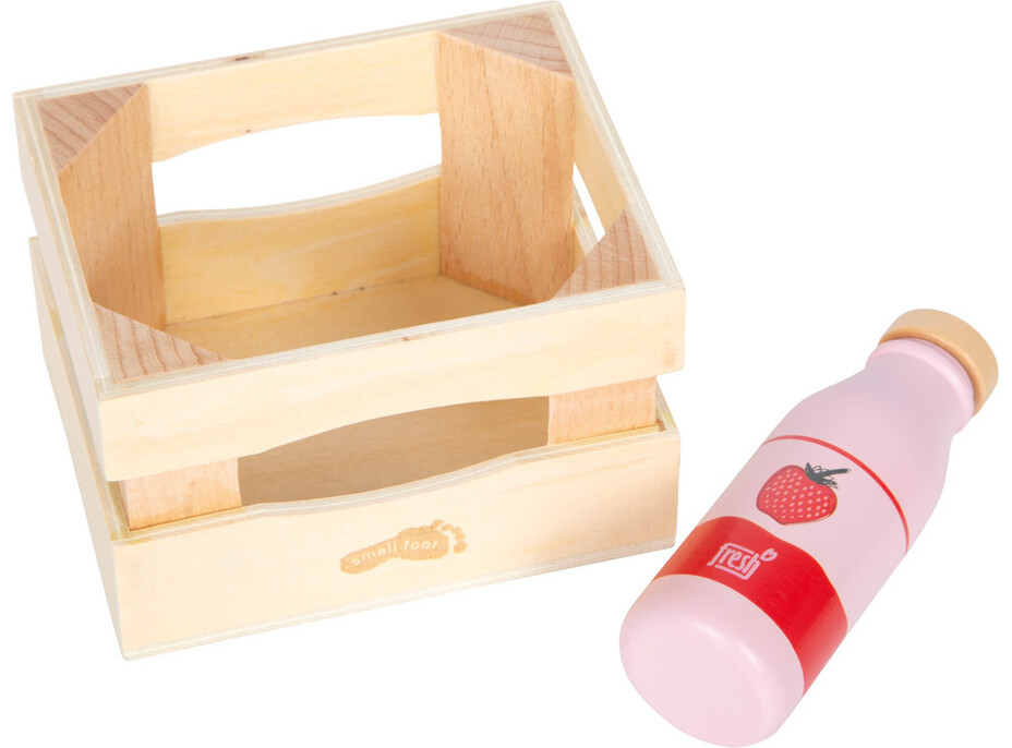 small foot Dřevěná přepravka s mléčnými nápoji