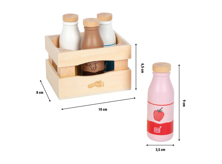 small foot Dřevěná přepravka s mléčnými nápoji