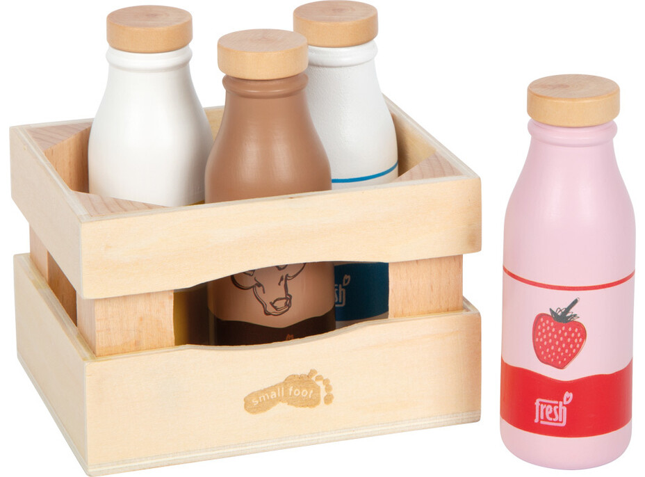 small foot Dřevěná přepravka s mléčnými nápoji