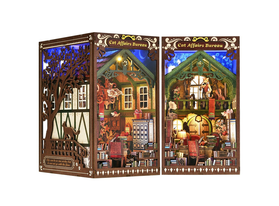 2Kids Toys 3D skládačka Zarážka na knihy Miniatura domečku Úřad pro záležitosti koček