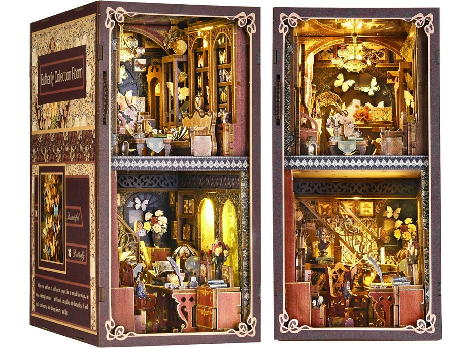 2Kids Toys 3D skládačka Zarážka na knihy Miniatura domečku Dům sběratele motýlů