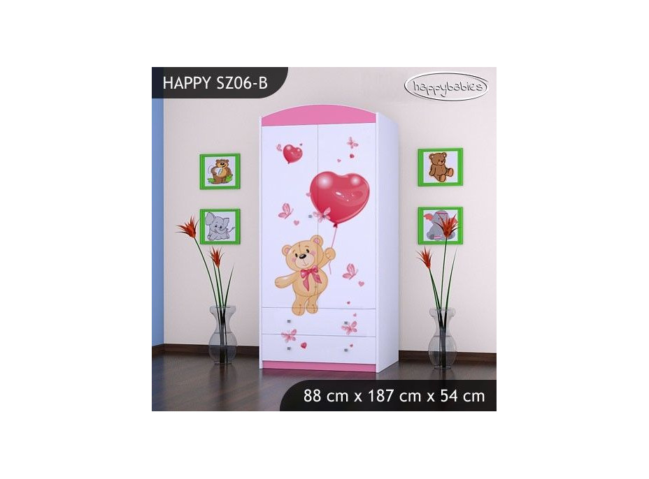 Dětská skříň MEDVÍDEK S BALONKY - TYP 6B