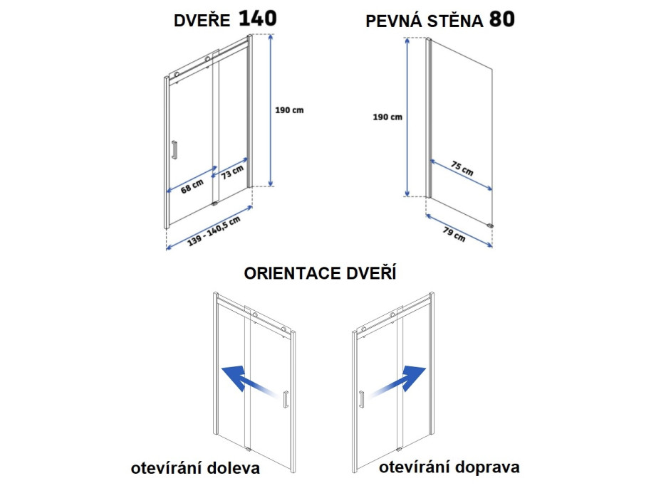 Sprchový kout MAXMAX Rea NIXON 140x80 cm