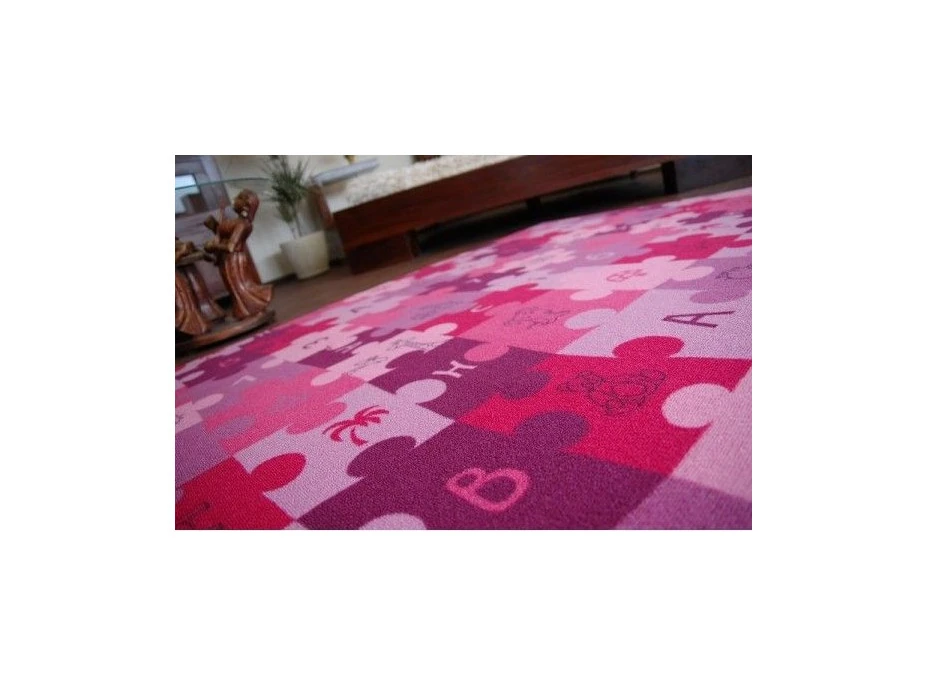 Dětský koberec PUZZLE růžový