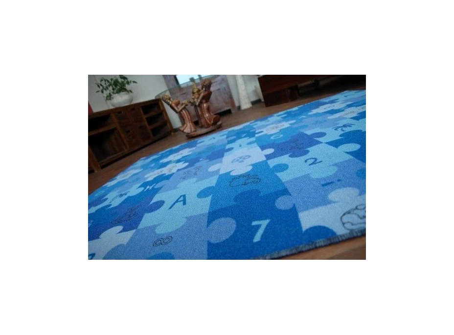 Dětský koberec PUZZLE modrý