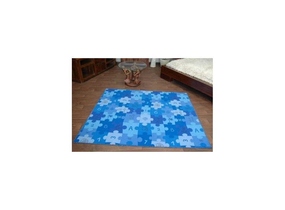 Dětský koberec PUZZLE modrý