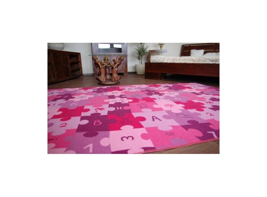 Dětský koberec PUZZLE růžový