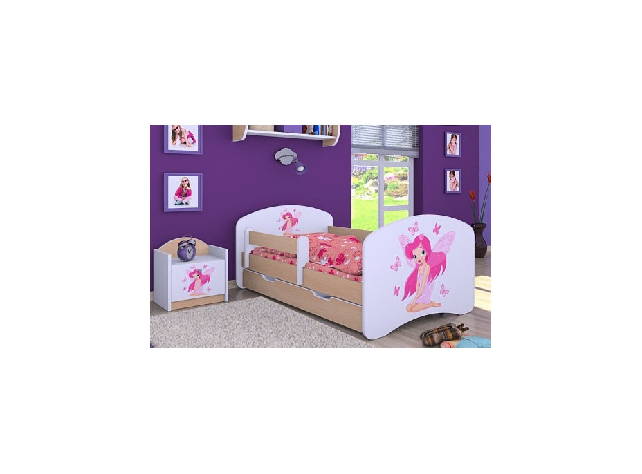 Dětská postel se šuplíkem 180x90cm VÍLA A MOTÝLCI