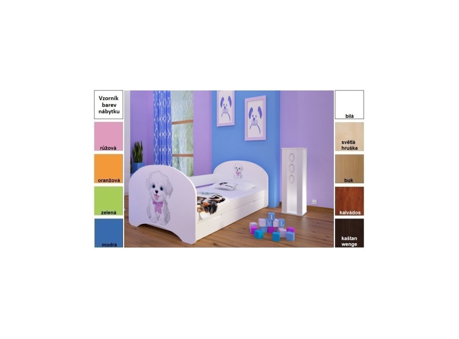 Dětská postel pro DVA (s výsuvným lůžkem) 200x90 cm - VESELÝ PEJSEK