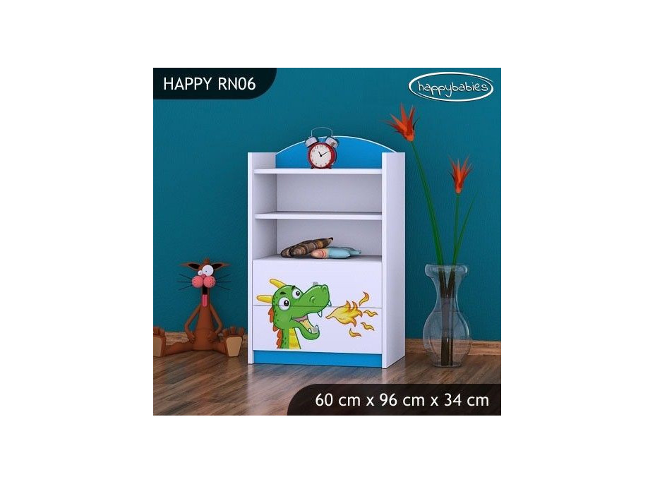 Dětský úložný regál ZELENÝ DRAK - TYP 6 - NÍZKÝ