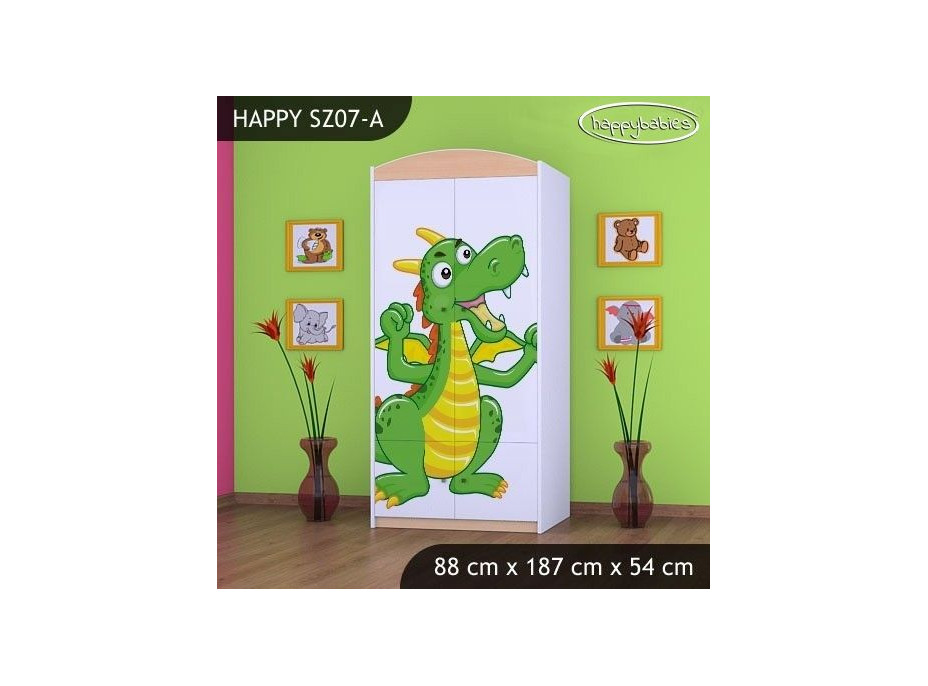 Dětská skříň ZELENÝ DRAK - TYP 7A