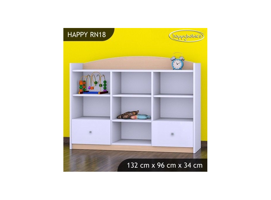 Dětský úložný regál HAPPY bez motivu - TYP 18 - NÍZKÝ