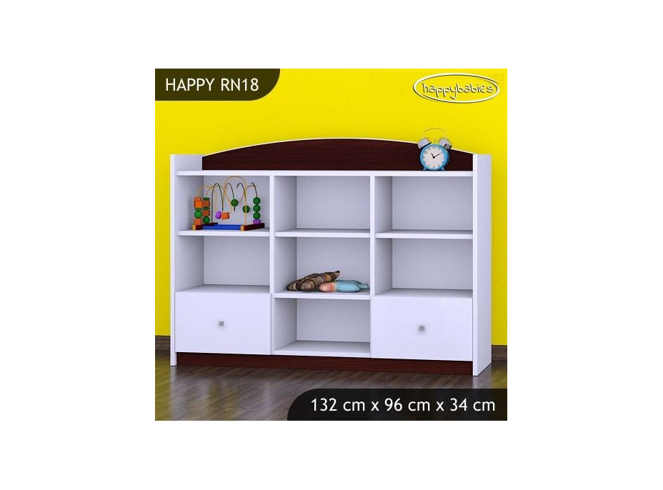 Dětský úložný regál HAPPY bez motivu - TYP 18 - NÍZKÝ