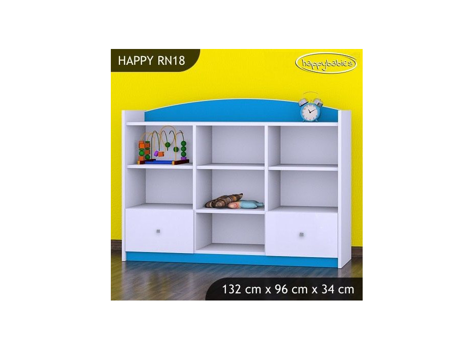 Dětský úložný regál HAPPY bez motivu - TYP 18 - NÍZKÝ