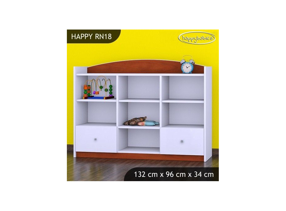 Dětský úložný regál HAPPY bez motivu - TYP 18 - NÍZKÝ