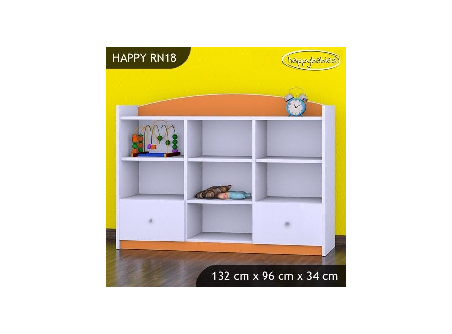 Dětský úložný regál HAPPY bez motivu - TYP 18 - NÍZKÝ