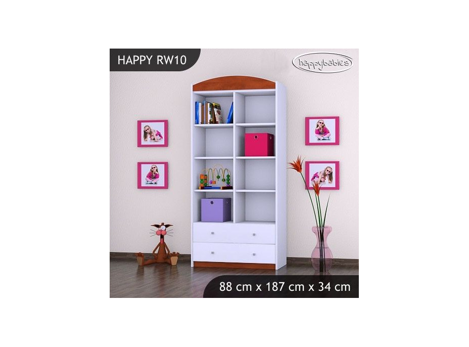 Dětský úložný regál HAPPY bez motivu - TYP 10 - VYSOKÝ