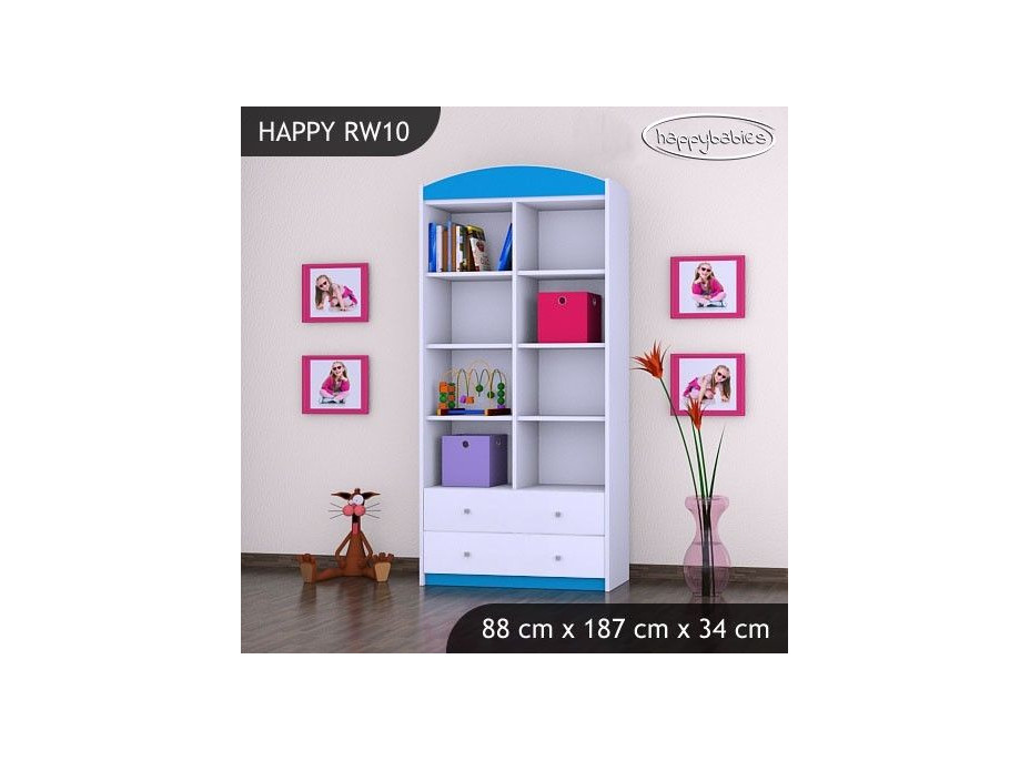 Dětský úložný regál HAPPY bez motivu - TYP 10 - VYSOKÝ