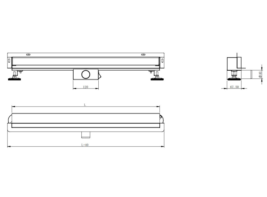 Sprchový žlab do stěny NEO WALL 2v1 25-90 cm