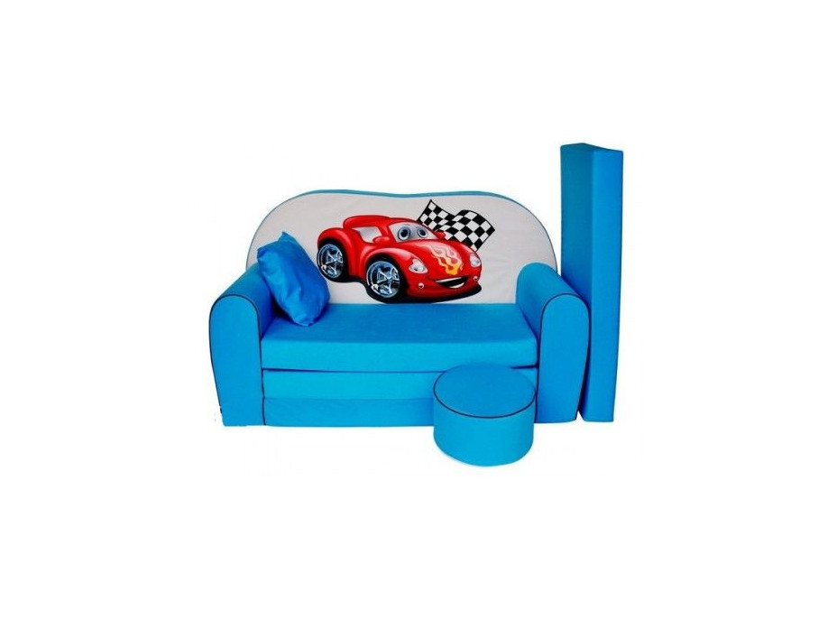 Dětská pohovka ZÁVODNÍ AUTO - světle modrá