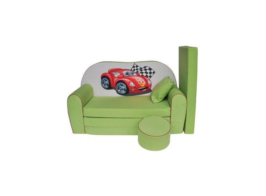 Dětská pohovka ZÁVODNÍ AUTO - zelená