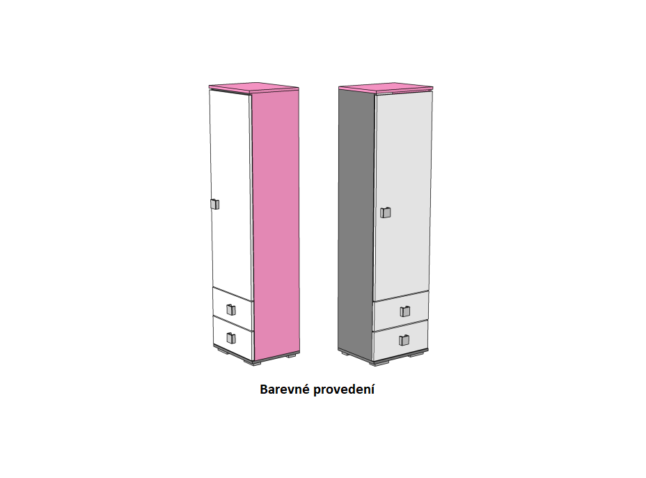Šatní skříň - PINK TYP C - barevné provedení