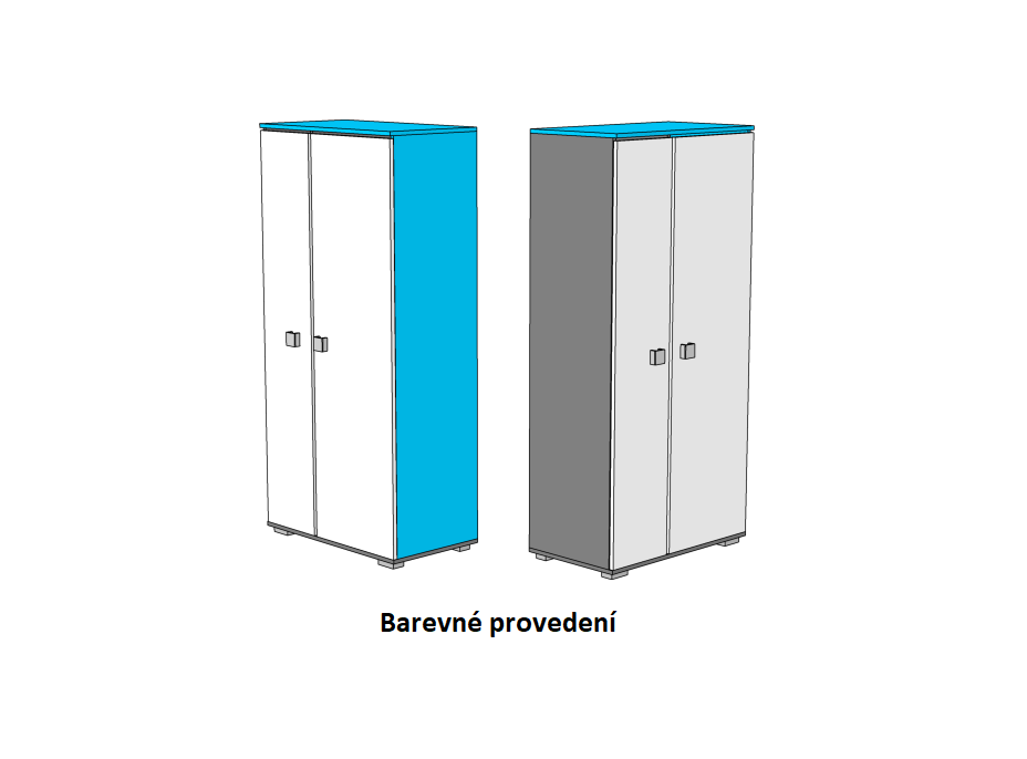 Šatní skříň - BLUE TYP B - barevné provedení