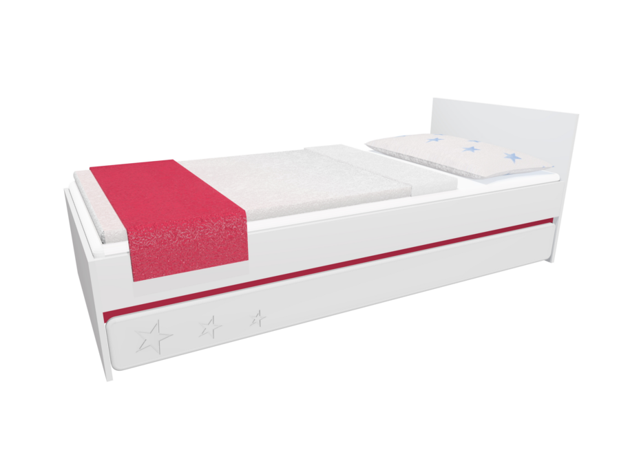 Dětská postel se šuplíkem - STARS 200x90 cm - červená