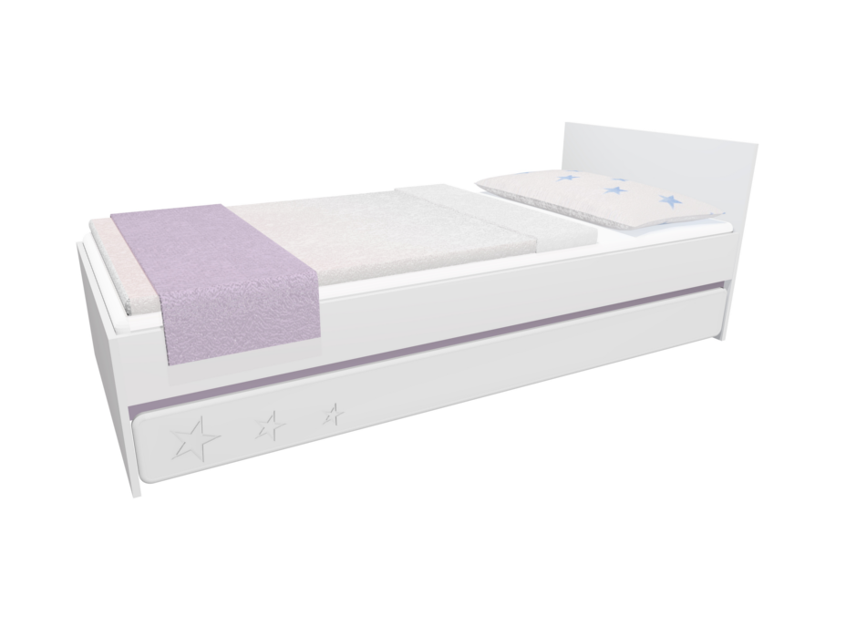 Dětská postel se šuplíkem - STARS 200x90 cm - fialová