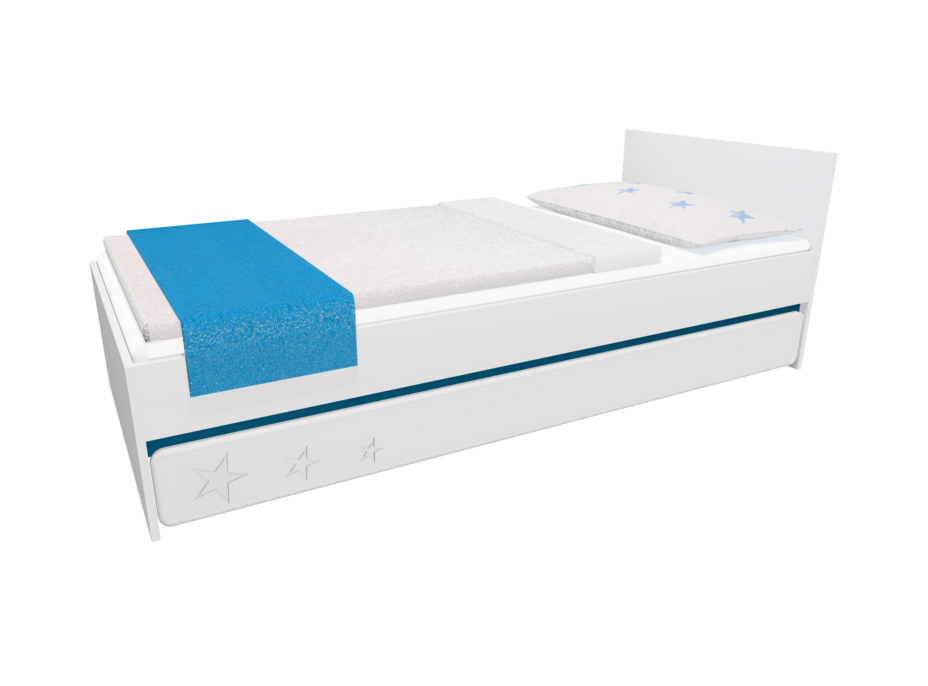 Dětská postel se šuplíkem - STARS 200x90 cm - tmavě modrá