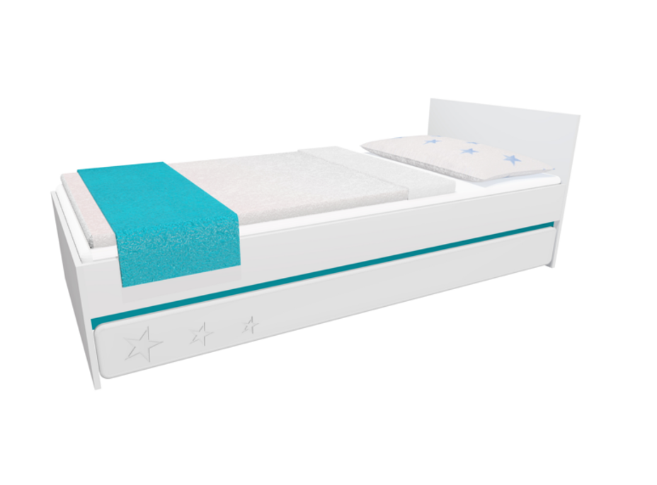 Dětská postel se šuplíkem - STARS 200x90 cm - tyrkysová