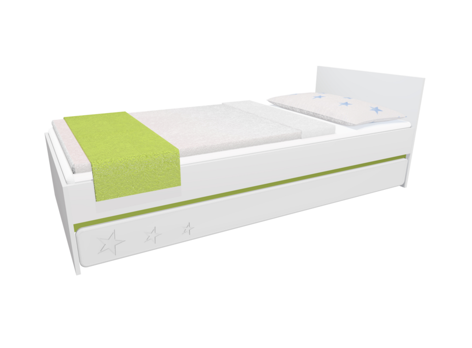 Dětská postel se šuplíkem - STARS 200x90 cm - zelená