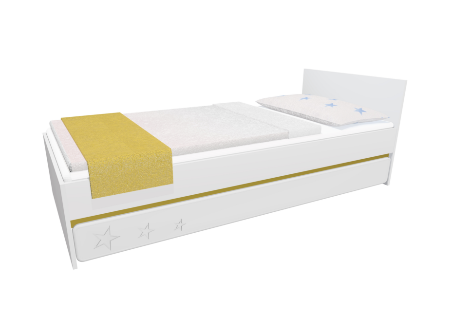 Dětská postel se šuplíkem - STARS 200x90 cm - žlutá
