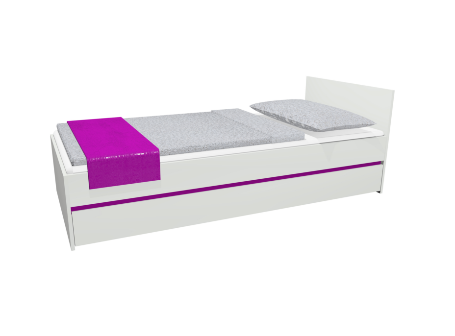 Dětská postel se šuplíkem - CITY 200x90 cm - tmavě fialová