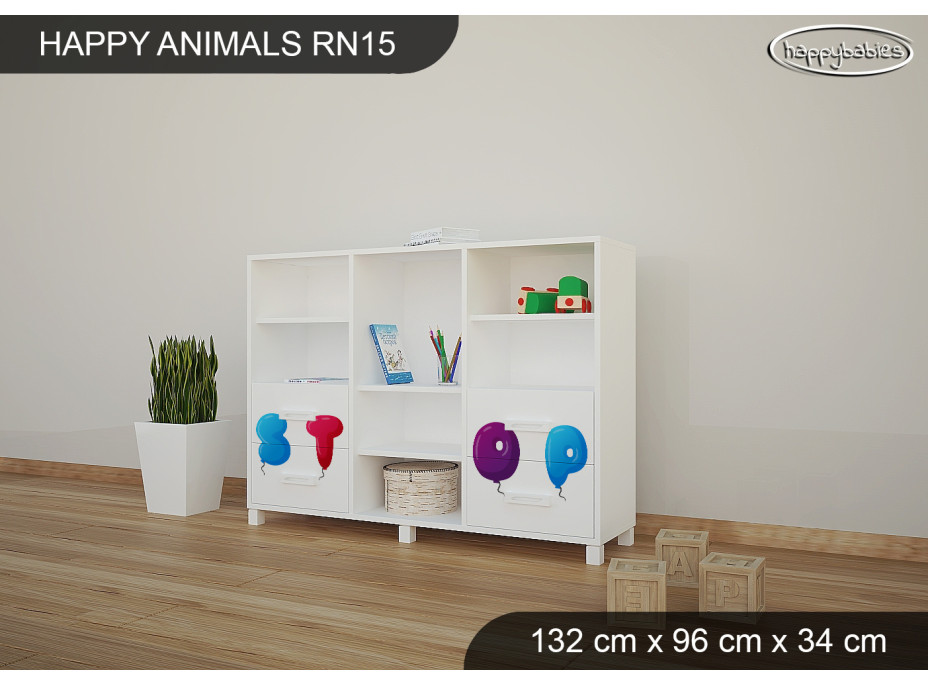 Dětský úložný regál - HAPPY - TYP 15 - NÍZKÝ