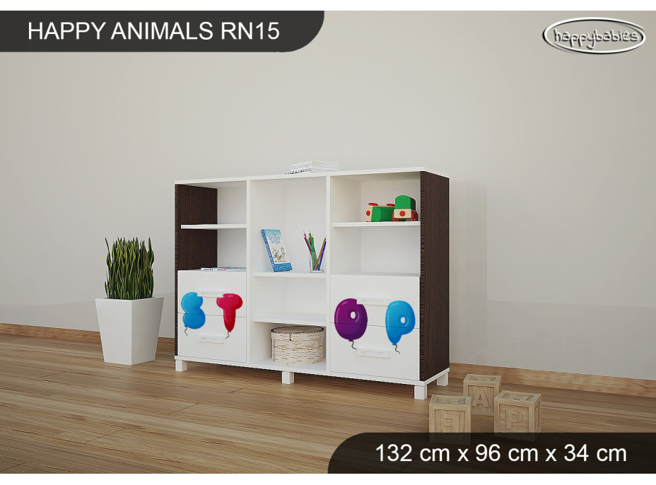 Dětský úložný regál - HAPPY - TYP 15 - NÍZKÝ