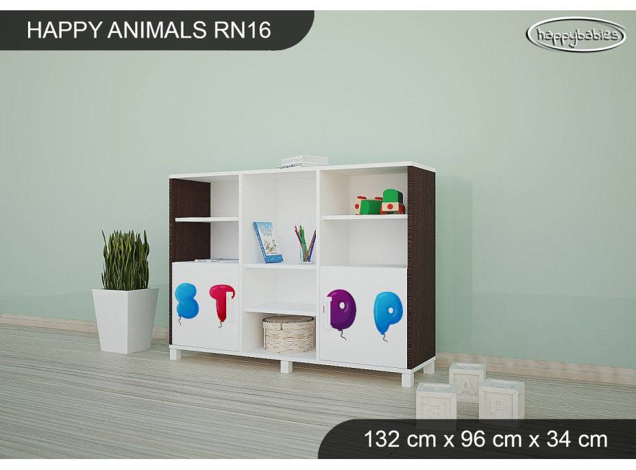Dětský úložný regál - HAPPY - TYP 16 - NÍZKÝ
