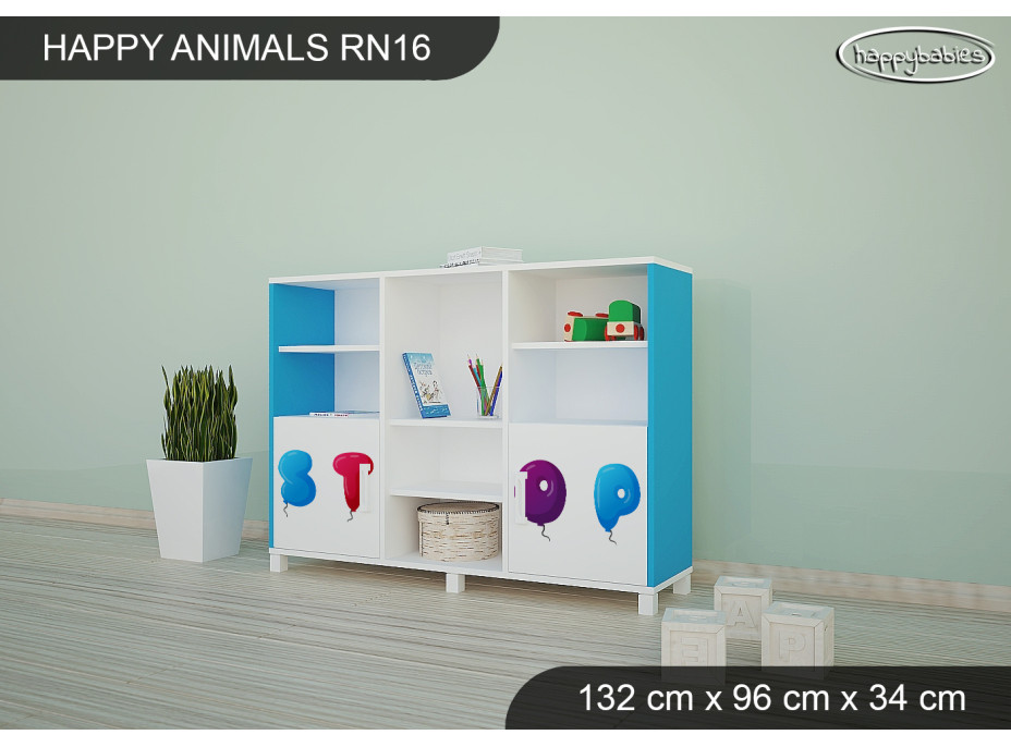 Dětský úložný regál - HAPPY - TYP 16 - NÍZKÝ