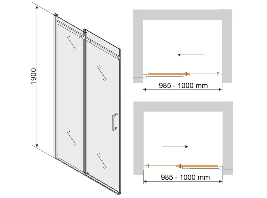 Sprchové dveře MAXMAX MEXEN OMEGA 100 cm