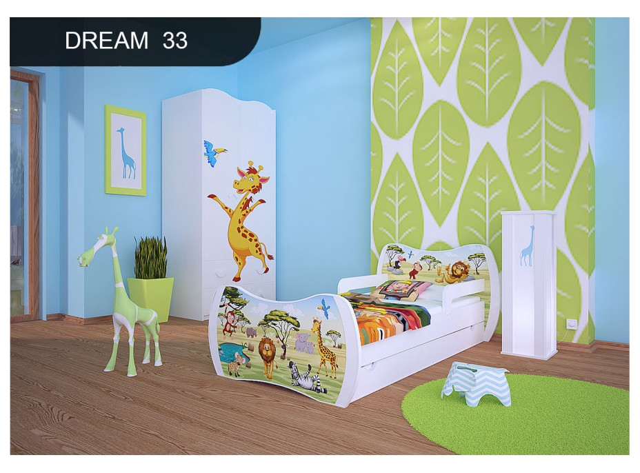 Dětská postel se šuplíkem 180x90cm SAFARI PÁRTY + matrace ZDARMA!