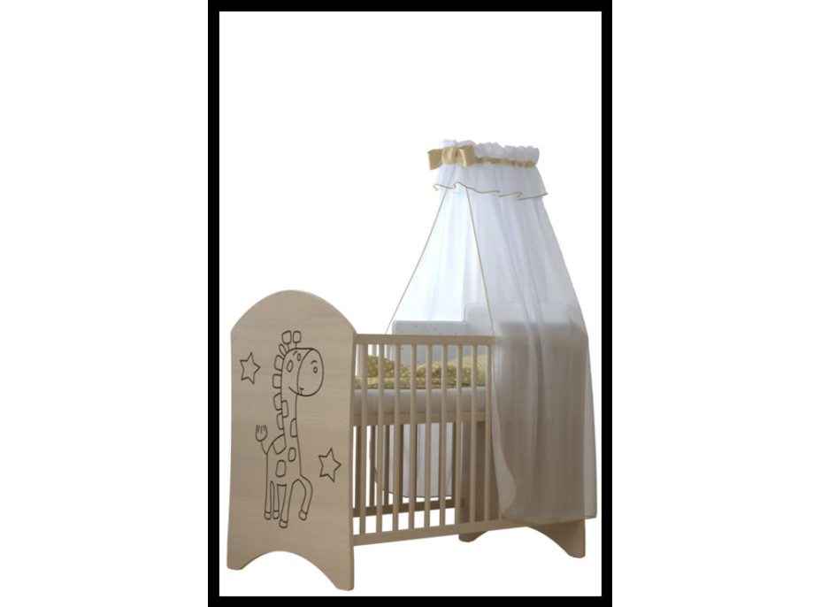 Dětská postýlka s výřezem ŽIRAFA - přírodní 120x60 cm