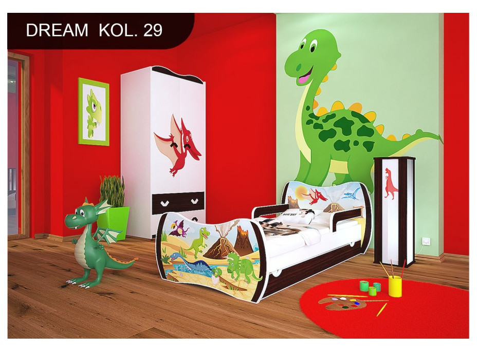 Dětská postel se šuplíkem 140x70cm DINOSAUŘI + matrace ZDARMA!