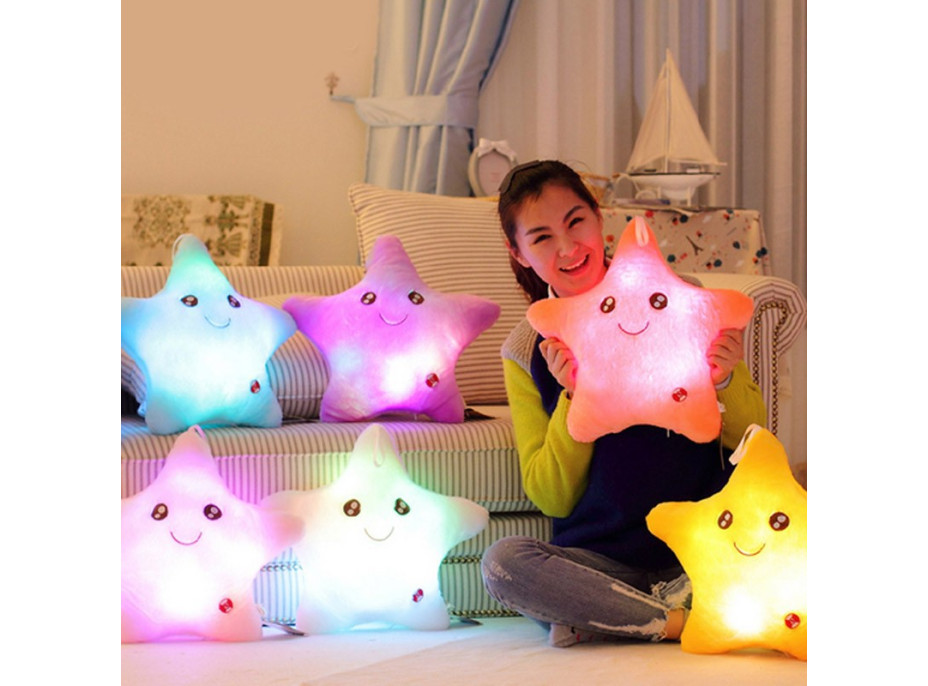 Svítící polštář HVĚZDA - žlutý