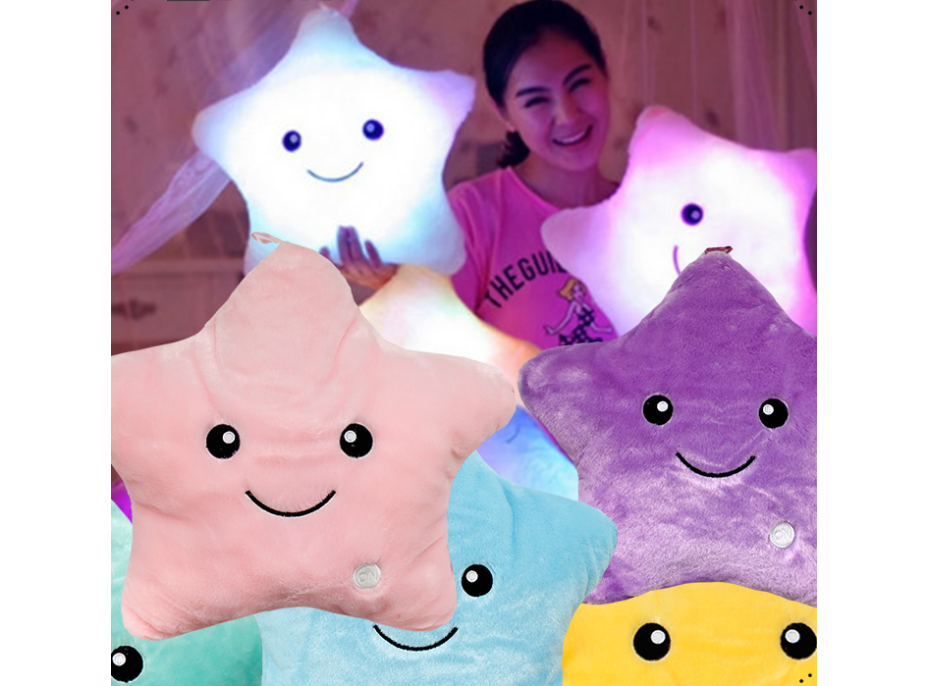 Svítící polštář HVĚZDA - žlutý