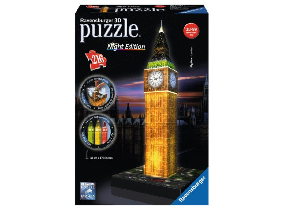 Svítící 3D puzzle Big Ben - 216 dílků